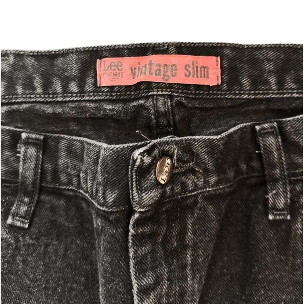 Lee Dungarees Vintage Slim Straight Leg Jeans Distressed Faded Black Denim 42x30 - Picture 5 of 8